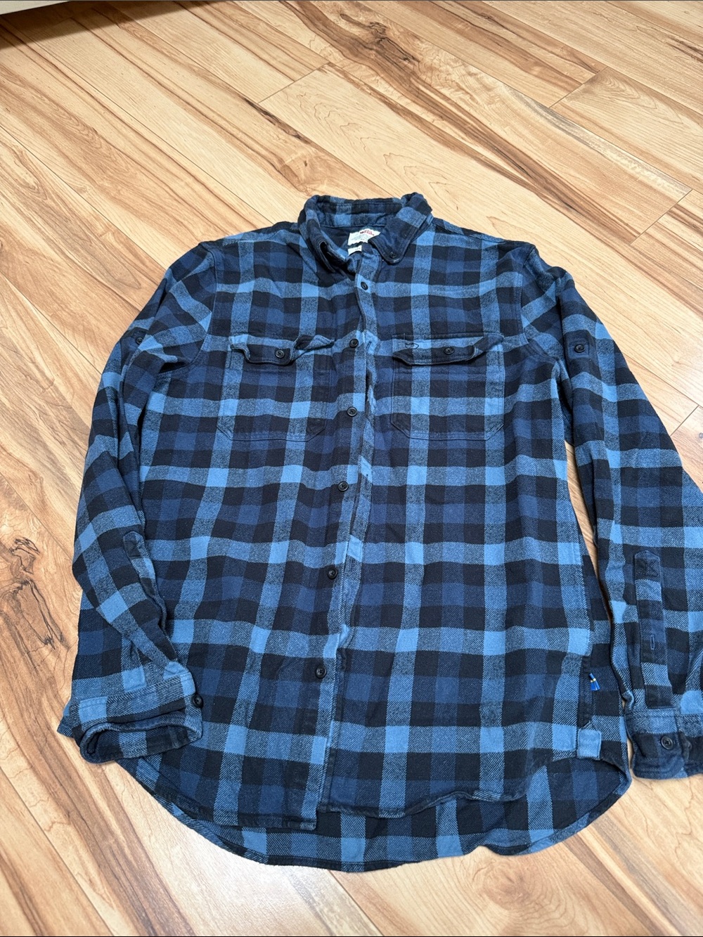Fjallraven Blue and Black Plaid Button-Down Shirt